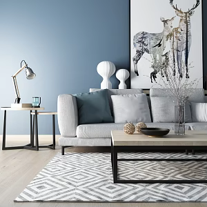 Nordic Double Sofa Combination 3d model