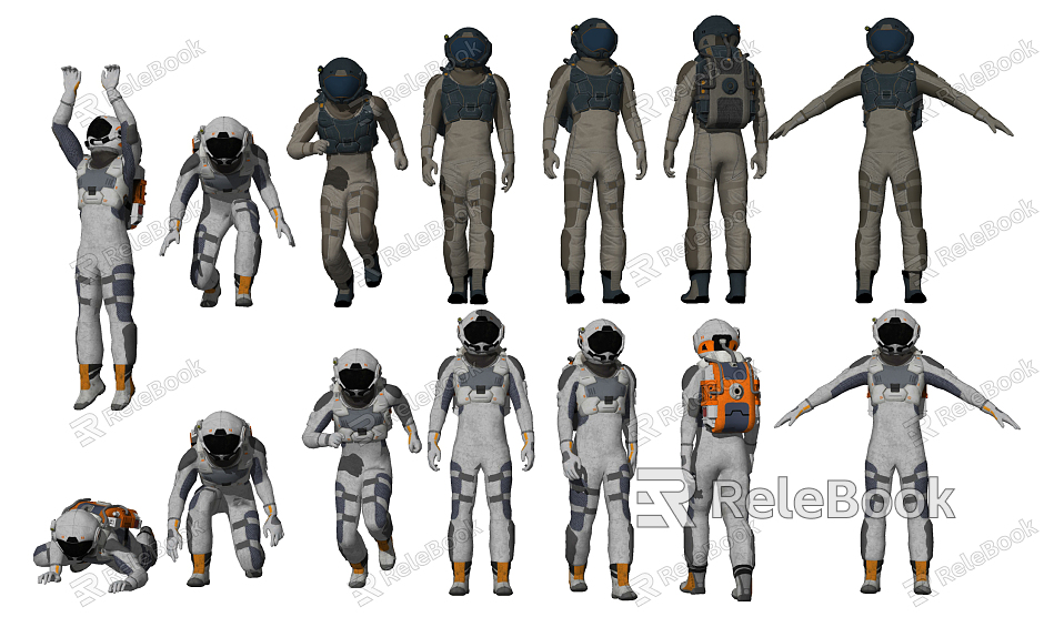 Modern astronaut space astronaut character combination model