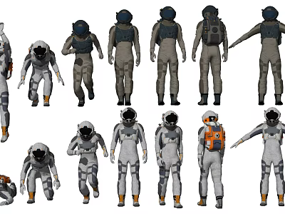 Modern astronaut space astronaut character combination 3d model
