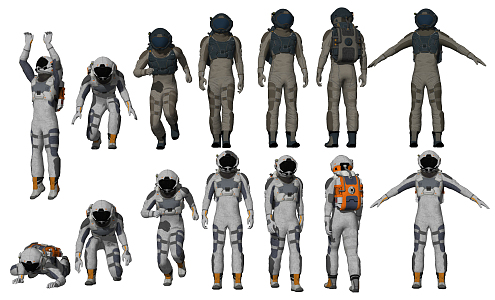 Modern astronaut space astronaut character combination 3d model