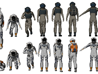 Modern astronaut space astronaut character combination 3d model