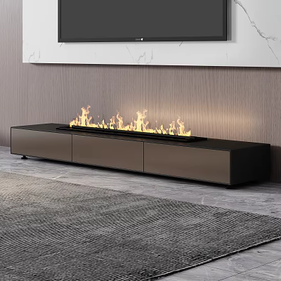 Modern TV Stand with Built in Flame Effect in Contemporary Living Room Decor 3d model