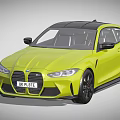 Yellow BMW M4 Two Door Coupe With Black Roof And Sporty Design