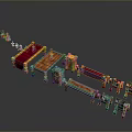 Colorful Building Block Model Components With Red Orange Blue Long Strips And Blocks