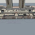 Commercial Street Design With Tall Buildings Low Rise Shops And Open Square