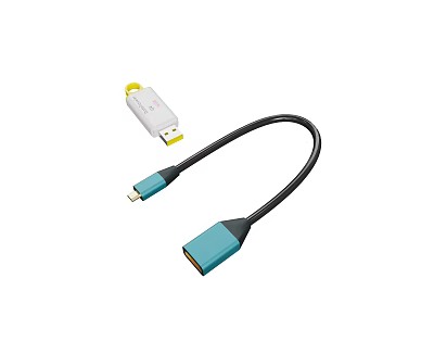 Durable USB C Adapter And High Speed Cable For Laptop Computer Use 3d model