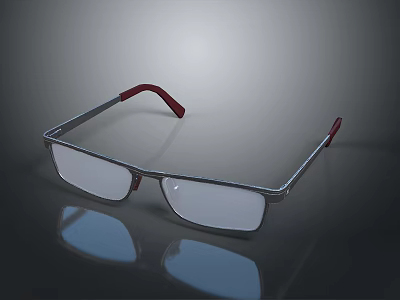 Elegant Silver Frame Red Temple Jewelry Eyewear Accessory With Shiny Surface 3d model