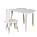 Cute Kids Table and Chair Set With White Rabbit Ear Chair And Wooden Legs