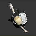 3D Render Of Maid Character With Blonde Hair Black Dress And White Apron