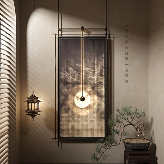 New Chinese Style Decorative Painting Hanging Painting Long Strip Hanging Painting Landscape Hanging Painting 3d model