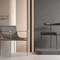 Designer Modern Dining Chairs With Metal Frame And Leather Seat In Neutral Interior