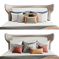 Colorful Pillow Arrangement With Geometric Patterns And Striped Textures For Bedroom Bed