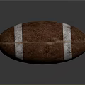 Three Brown And Red Footballs With White Stripes On Dark Background