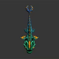 Cartoon Green Dragon Character 3D Model With Big Eyes Blue Yellow Accents For Game Movie
