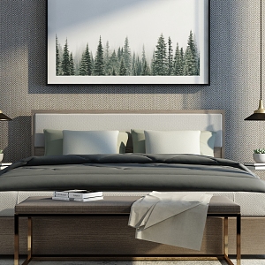 Modern Background Double Bed Double Bed 3d model