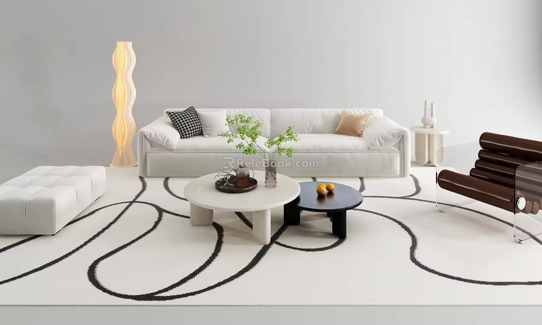 Sofa coffee table combination 3d model