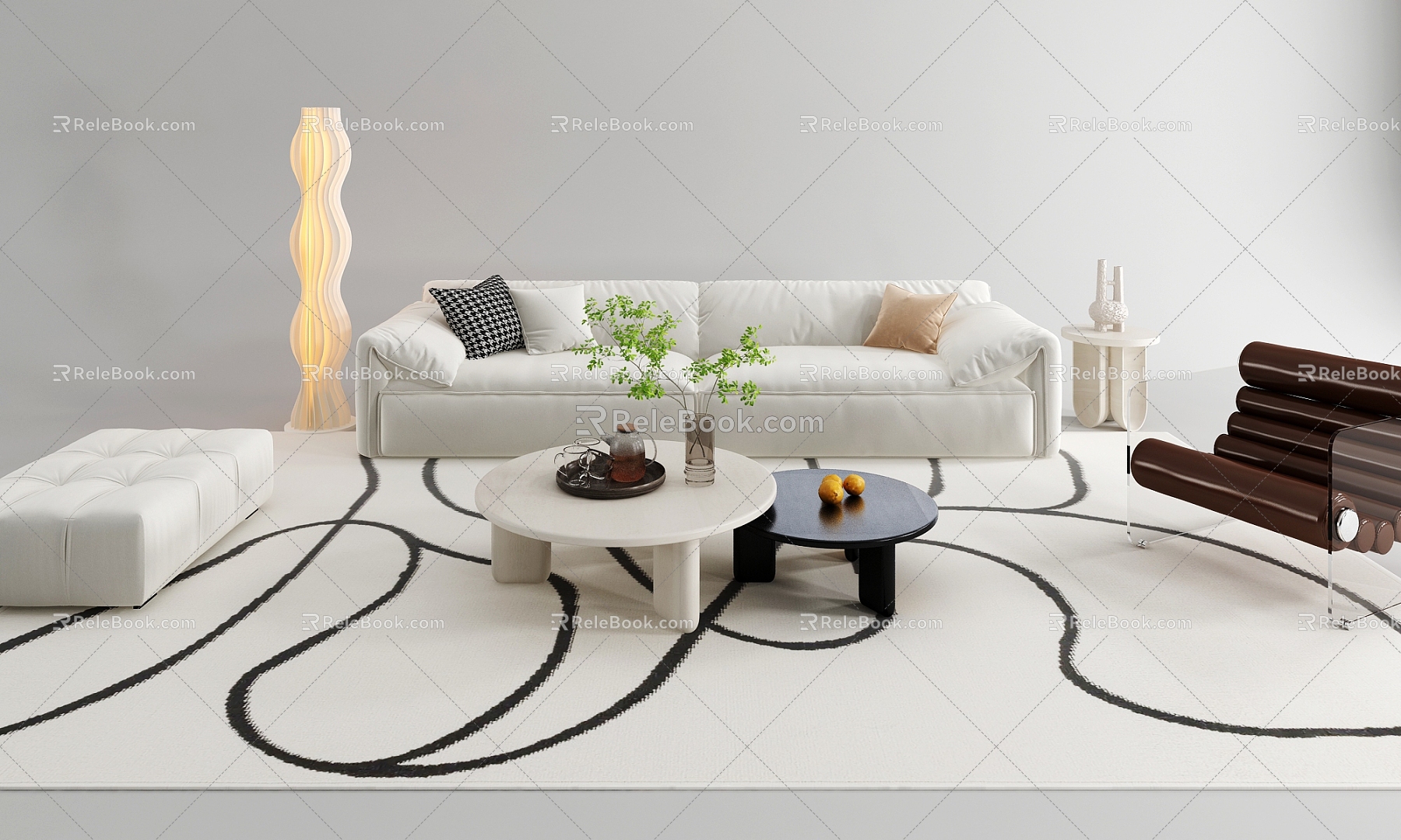 Sofa coffee table combination 3d model