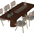 Wind tea table and chair combination 3d model