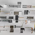 Various Security Entrance Facilities Including Gates Fences Guard Posts And Barriers 3d model