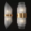 Modern Wall Lamps With Transparent Striped Glass And Gold Metal Ring Design