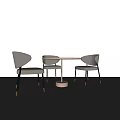 Modern Minimalist Dining Table Set With Round Light Colored Table And Three Chairs 3d model