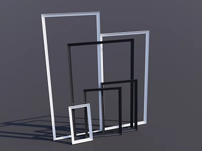 Minimalist Picture Frames In Black And White With Various Sizes And Modern Design 3d model