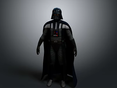 Darth Vader Detailed Full Body Costume With Black Cloak And Helmet 3d model
