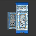 Blue Entryway Side Cabinet With Intricate Patterns Decorative Doors And Carved Details