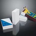 White Matchboxes And Open Case With Yellow Matches Blue Yellow Patterns Design 3d model