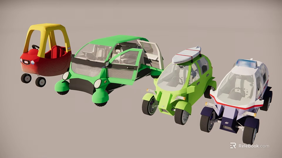 Colorful Electric Toy Cars With Various Mini Styles For Children's Play 3d model 