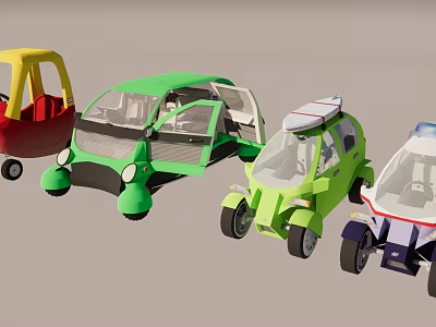 Colorful Electric Toy Cars With Various Mini Styles For Children's Play 3d model