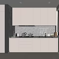 Modern Kitchen Interior With White Cabinets Gray Countertop And Speckled Backsplash 3d model