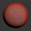 Red Textured Ball With White Stitching Lines On Dark Reflective Surface