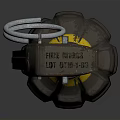 Military Hand Grenade With Textured Metal Body Yellow Stripe And Safety Pin