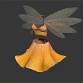 Elegant Yellow Clothes With Halter Top Skirt And Dragonfly Wings Design