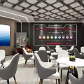 Modern Conference Room Interior With Round Tables Chairs Large Screen And Display Board
