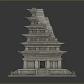 Ancient Stone Temple Structure With Multiple Tiered Platforms And Stone Steps