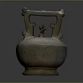 Ancient Ceramic Sculpture Carving With Twin Handles Decorative Ornament Top And Intricate Carved Patterns