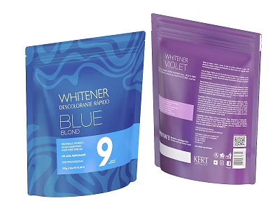 Whitening Beverage Pouch Design With Blue And Purple Packaging And Whitener Label 3d model