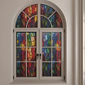 Casement Window with Colorful Stained Glass for Artistic Home Interior Design