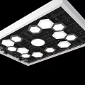 Modern Ceiling Design With Hexagonal Light Fixtures And Round Ceiling Lamps 3d model