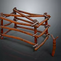 Natural Bamboo Frame Structure With Crossed Poles Layered Design And Tied Joints