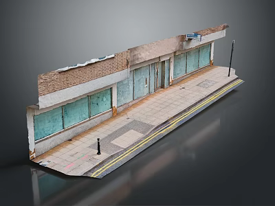 Modern Urban Street Storefront Featuring Brick Structure Sidewalk And Lamp Post 3d model