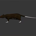 3D Character Design of Brown Rat with Red Eyes and White Paws