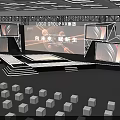 Modern Corporate Event Stage Featuring Large Screen Group Logo Audience Seats And Future Theme 3d model