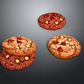 Chocolate Cookies With Nuts Red Dried Fruits And Cracked Surface On Dark Background