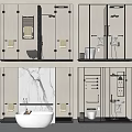 Modern Shower Sauna Bathroom Interior With Glass Enclosures Marble Walls And Towel Racks