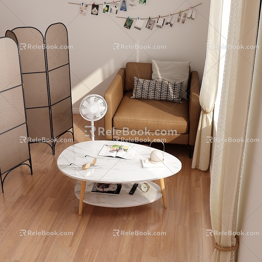 Living room tea table rental house 3d model