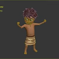 Cartoon Boy Raising Arms With Brown Hair Green Eyes Green Necklace And Yellow Patterned Shorts