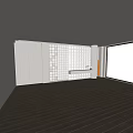 Modern Transparent Glass Block Partition With White Shelf And Decor Items In Living Room